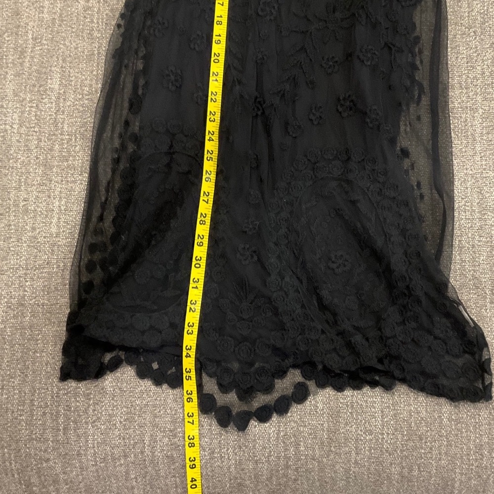 Free People Black Lace Overlay Sheer Tank Mini Dress Dark Romance Western L - Picture 8 of 8